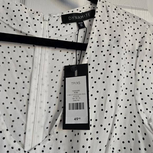 Dynamite Black and White Polka Dot Short Sleeve Dress in size xs - Picture 4 of 7